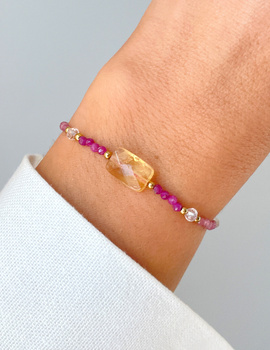 Bracelet Natural Stones Rose Quartz and Rhodochrosite