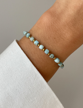 Bracelet on rubber band agate mossy with hematite - abundance, confidence, optimism