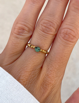 Elastic ring with natural lapis lazuli stones and pearl