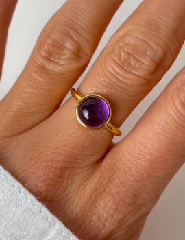 Elastic ring with natural lapis lazuli stones and pearl