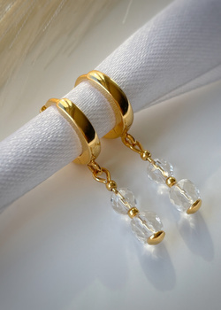 3 cm gold-plated, faceted hoop earrings