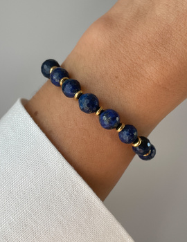 Bracelet on rubber band agate mossy with hematite - abundance, confidence, optimism