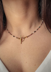 Necklace Capricorn Zodiac Sign Natural Stones Gold-Plated Toggle