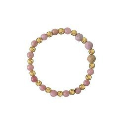 Elastic ring natural stones rhodonite
