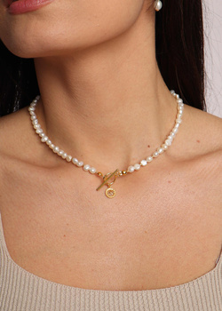 Pearl Necklace "Emma" Gold-plated silver with a pendant