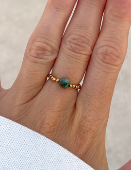 Elastic ring with natural lapis lazuli stones and pearl