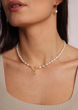 Necklace Natural Pearls "Anna" Gold-plated with a pendant