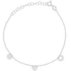 Silver bracelet, heart, full circle, open circle