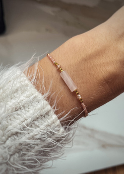 Bracelet Natural Stones Rose Quartz and Rhodochrosite