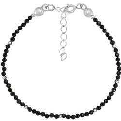 Silver bracelet with natural stones, black spinel 2 mm