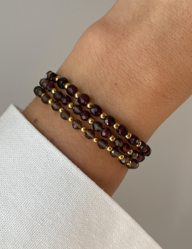 Bracelet on rubber band agate mossy with hematite - abundance, confidence, optimism