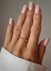 Ring Elastic Natural Stones Rhodonite Silver Gold-plated