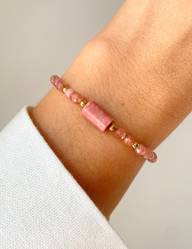 Bracelet Natural Stones Rose Quartz and Rhodochrosite