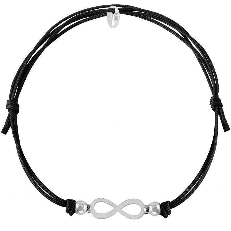 A black string bracelet with a silver infinity pendant  Bracelets \ String  Bracelets Promocje Walentynki \ Prezent do 100 zł OUTLET Do promocji