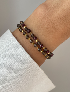 Bracelet on rubber band agate mossy with hematite - abundance, confidence, optimism