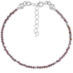 Silver bracelet with ruby 2 mm natural stones