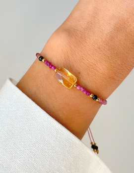 Bracelet Natural Stones Rose Quartz and Rhodochrosite