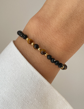 Bracelet on rubber band agate mossy with hematite - abundance, confidence, optimism