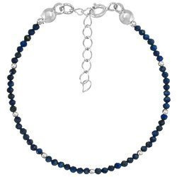 Silver bracelet with natural lapis lazuli stones 2mm