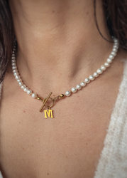 Necklace Natural Pearls "Klara" Gold-plated with a pendant