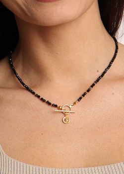 Gold-Plated toggle necklace made of natural spinel stones with a pendant