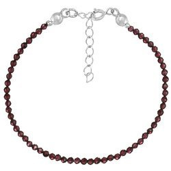 Silver bracelet with natural stones, garnet 2 mm