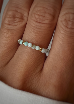 Ring Elastic Natural Stones Larimar