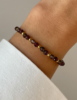 Bracelet on rubber band agate mossy with hematite - abundance, confidence, optimism