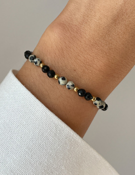 Bransoletka Talizman ochrony i dobrobytu - czarny turmalin, jaspis dalmatyński, hematyt