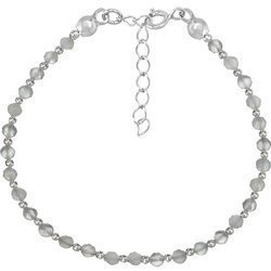 Silver bracelet with natural stones 3 mm moonstone interleaved with silver balls